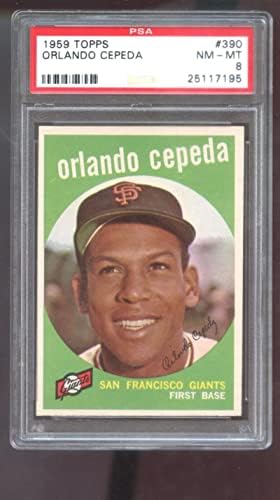1959 Топпс #390 Орландо Цепеда ПСА 8 оценета бејзбол картичка Сан Франциско гиганти - Плочани бејзбол картички