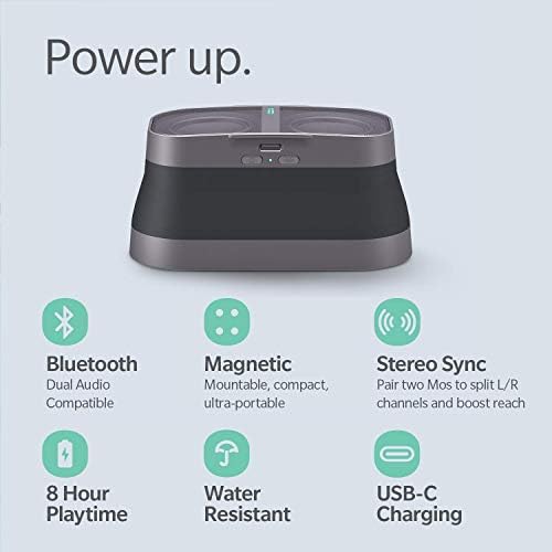 POW Mo склопувачки магнетски звучник за Bluetooth - 6+ час игра, 10W & 100FT опсег | Безжично стерео спарување, отпорна на вода за