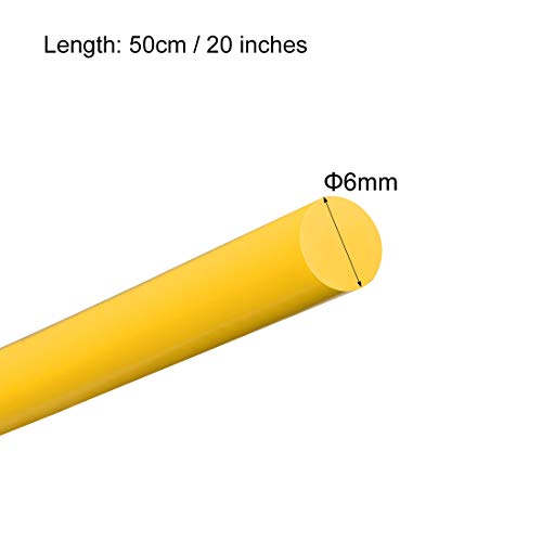 Uxcell Пластична тркалезна шипка 1/4 инчен диа 20 инчи должина на жолти полиоксиметиленски шипки Инженерски пластична тркалезна лента