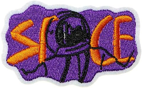 JPT - вселенски астронаут Виолетова извезена апликација железо/шиење на закрпи со значка симпатична лого -лепенка на кошула за кошула од џин