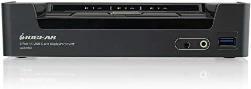 IOGEAR 3-Port 4K USB-C Displayport Kvmp Прекинувач - 45W USB-C Испорака На Енергија - 4k 60Hz - Преден Панел Или Избор На Копче-Поддржува