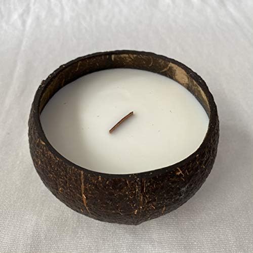 Свеќа од кокос чинија - 14oz Премиум соја - дрво злобна миризлива свеќа - природна обвивка од кокос - Еко пријателски - Идеално