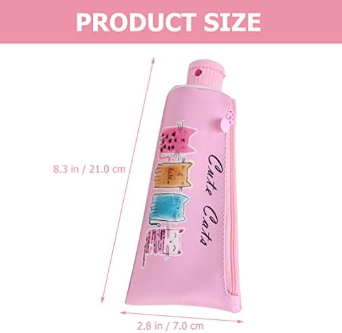 Tofficu симпатична торба за шминка 4 парчиња во облик на паста за заби во форма на молив со молив, креативна торбичка за моливи за деца,