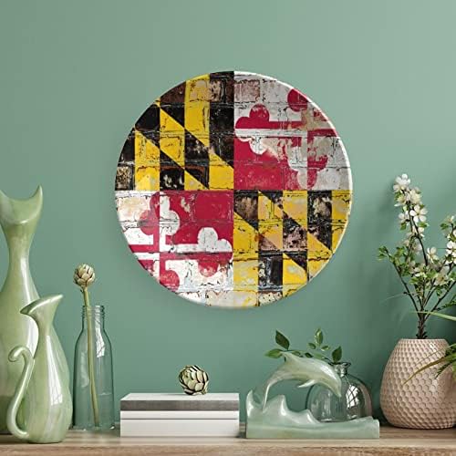 Мериленд Стејт знаме на brickид од тули керамичка декоративна чинија со приказ, виси прилагодена годишнина од свадбата празнични подароци за родители