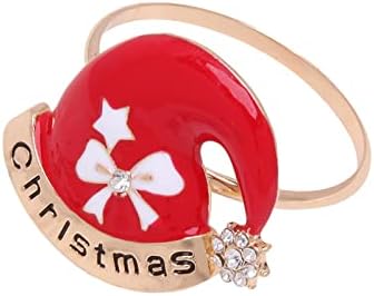 Божиќни салфетки прстени за божиќни држачи за салфетка елен среќен Божиќ Дедо Мраз Црвен лак елка за елка за вечера за вечера украси