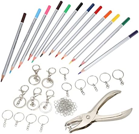 PSSOPP Keychain Craft Set, DIY алатки за клучеви со обоени моливи за дупки за DIY занаетчиски играчки подароци
