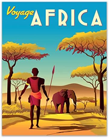 Секојдневни дизајни за отпечатоци за постери за патувања во Африка - Ретро - Меѓународен декор за гроздобер wallид - сет од 5 Египет Намибија