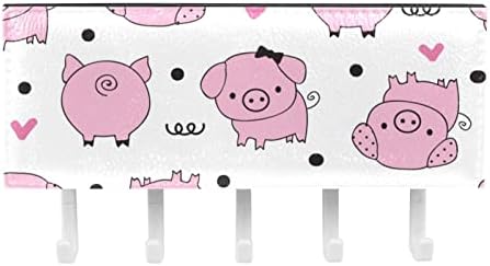 Организатор на цртани розови слатки свињи со 5 куки wallидни кујнски полици за кујни решетки мултифункционални полица за складирање
