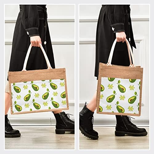 Cataku jute tote avocado симпатична наредена торбичка за тотап со рачки со еднократно намирници торби за жени за шопинг тота за патувања