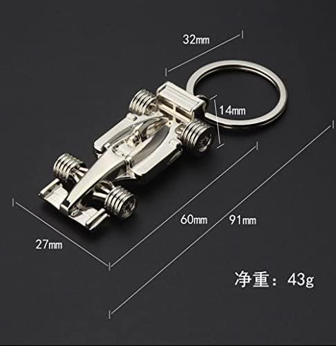 Xiaojie Chrome F1 Формула 1 тркачки тркачки тркачки автомобил модел на клучеви за клучеви за клучеви со цврсто трки, 3,5 x 1 x 0,5 во