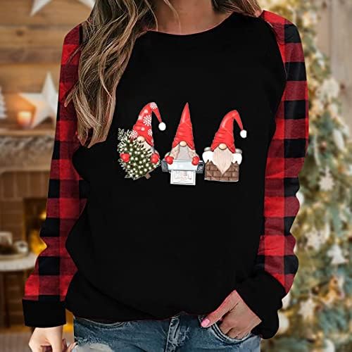 Божиќни кошули за жени Gnomes Graphic Prinver Pulverove
