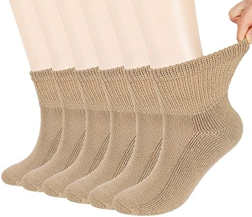 Д-р Footthera 6 пара необврзувачки загреани термички дијабетични лабави чорапи топло перничето со топло циркулаторни чорапи на глуждот кафеава