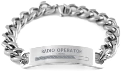Вчитување на радио операторот во тек, радио оператор кубански ланец подарок за нараквица од не'рѓосувачки челик, смешни идни