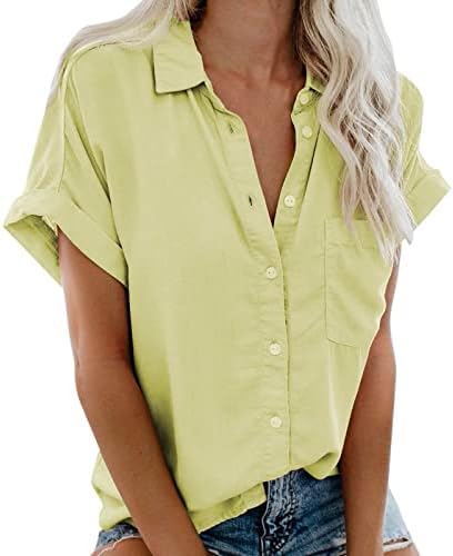 Есен летен блуза дами 2023 облека моден моден краток ракав копче надолу скромна врвна маица за дами DX DX