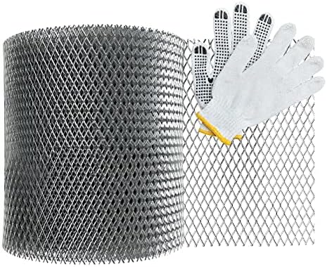 Мрежа за мрежи на олук, алуминиумски олук екран 5 x 42 ', решетка од листови од дожд со ракави со ракавици 5 инчи x 42 стапки, 1 ролна