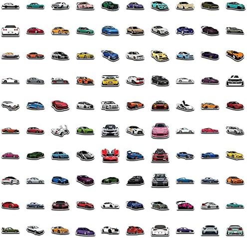 100 парчиња JDM Racing Car налепници - Водоотпорни автомобили Винил VSCO налепници за деца, лаптоп, хидрофласк, шишиња со вода, деца шлемови,