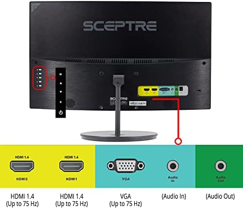 Scepptre Криви 27 FHD 1080p Игри Монитор R1500 98% sRGB HDMI VGA 75Hz Вградување На Звучници, Сина Светлина Промена Машина Црна