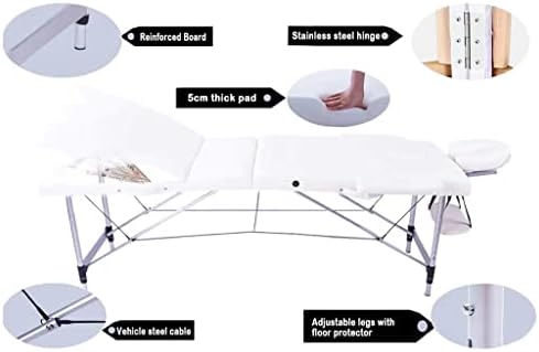 ZyHHDP Преносна маса за масажа, преклопен салон кревет со задебелена и проширена рамка за алуминиумска легура Прилагодлив потпирач за глава, за