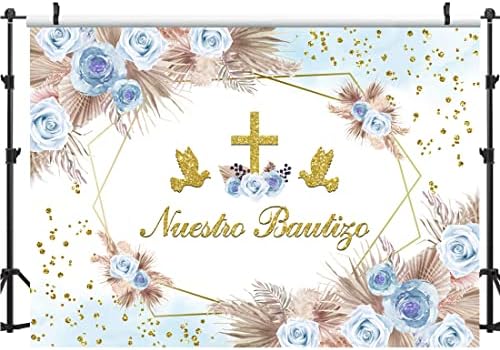 Лофарис Нуестро Баутизо позадина Бог Благослови церемонија Бохо остава сина цветна света причест Златно сјајно крштевање фотографија