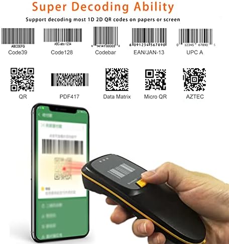 Скенер за баркодови RabitPos 1D 2D, рачен Mini QR код скенер, 3-во-1 Bluetooth & USB жичен и 2.4G безжичен читач на безжични