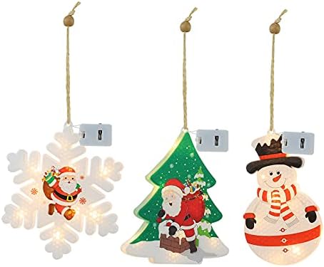 3 парчиња Божиќни светлосни приврзоци Божиќни висечки ламби LED светлосни приврзоци декор за забава за славење