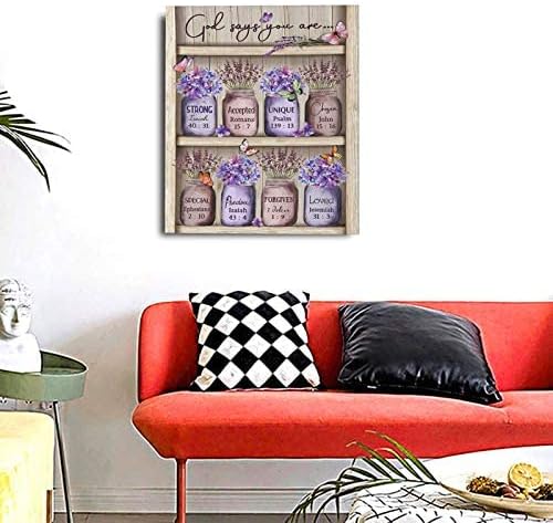 Hankcles кујна wallидна уметност виолетова лаванда цвеќиња платно инспиративни цитати сликарство giclee мат отпечатоци дома украс за кујна спална соба бања бања 20x24 инчи