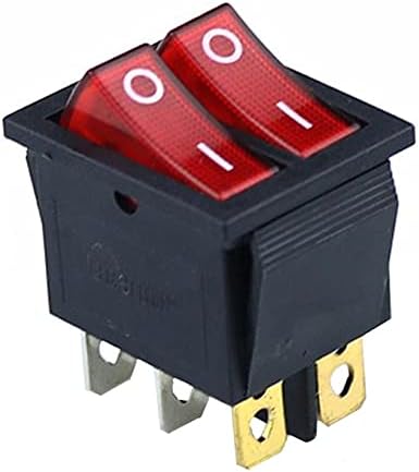 Uncaso KCD2 Double Boat Rocker Switch 6 pin on-off со зелено црвено светло 20A 125VAC