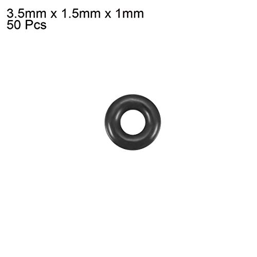 Uxcell Nitrile гума О-прстени, 3,5 mm OD 1,5 mm ID 1mm ширина, метрички запечатување заптивка, пакет од 50
