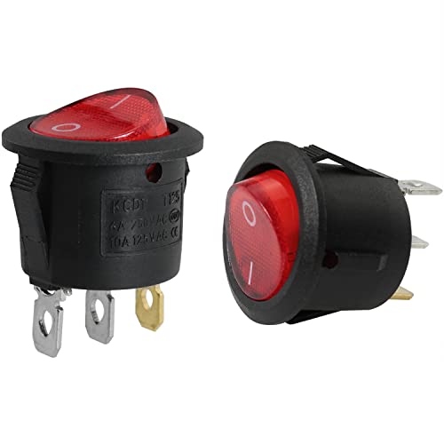 Luorng 6pcs 20 mm Snap-in осветлен тркалезен прекинувач на рокер осветлен прекинувач за вклучување на електрична енергија