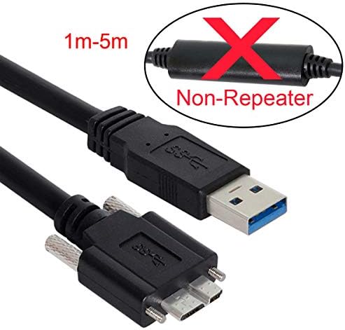 CABLECC USB 3.0 Тип кабел машко до микро USB 3.0 B машки со завртки за монтажни панели за мобилен телефон со хард диск 3M