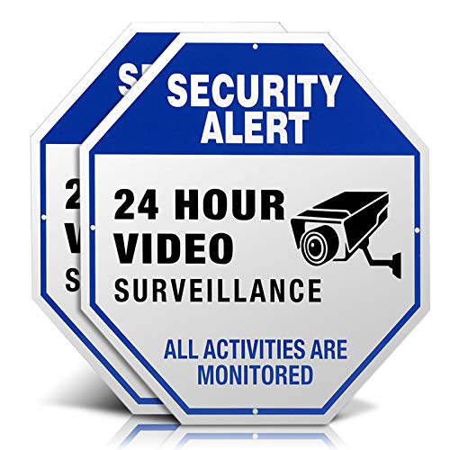 Знаци за видео Надзор, Алуминиум 10 х 10 Надворешна Безбедносна камера Знаци За Имот, Метален Рефлектирачки Предупредувачки