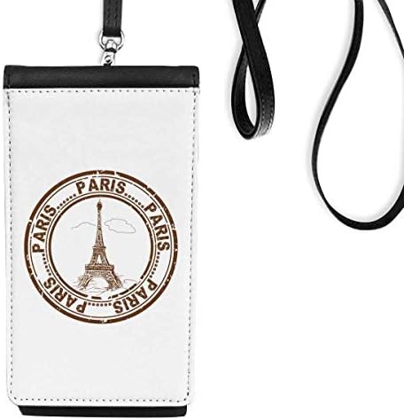 Париз Франција Ајфел кула Класичен градски телефонски паричник чанта што виси мобилна торбичка црн џеб