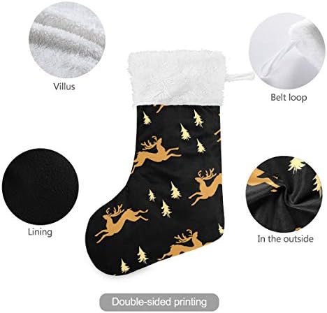 Силуети со елен Пимилагу со Божиќно дрво Дуал Божиќни чорапи 1 пакет 17,7 “, виси чорапи за Божиќна декорација