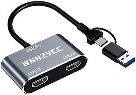 WNNZVCC USB 3.0 До Двоен HDMI Адаптер, USB 3.0 или USB C До HDMI Адаптер, USB Тип-c До Hdmi Двоен Монитор Дисплеј Адаптер-Поддршка Mac OS/Windows/Android/Win