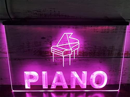 ДВТЕЛ Пијано Неонски Знак Лед Моделирање Светло Прозрачни Букви Табла Акрилен Панел Неонски Декоративна Светлина, 60х40см Хотел