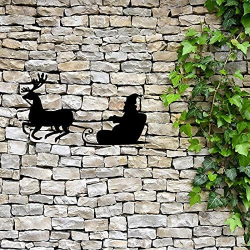 Санки метални знаци Божиќна метална wallидна уметност рустикална исечена wallидна закачалка за Ноќта на вештерките есен Божиќ