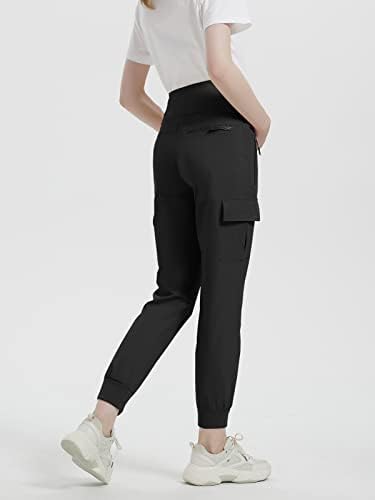 Exarus породилно карго панталони над џогерите на стомакот чистеа панталони за џемпери бргу суви пешачки панталони со џебови од патенти црна