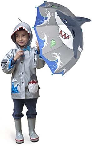 Детска Ајкула Сив Чадор за Момчиња со / Забавна Рачка Со Чекан, Скокачка Перка, Океанска Облога