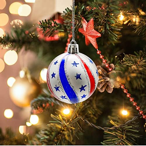 Денот на независноста на Хојпејфиј виси топка, новогодишна декотативна топка, 24 парчиња Американски украс на знаме виси топка,