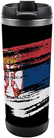 Nudquio гроздобер српско знаме не'рѓосувачки челик изолиран тумб со капакот патување кафе чај чаша чаша чаша за домашни канцеларии