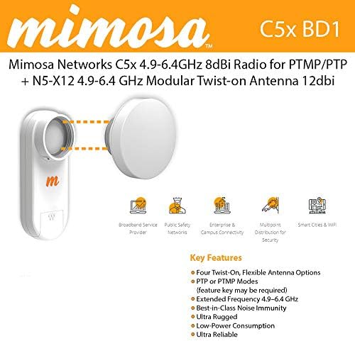 Mimosa Мрежи C5x 4.9-6.4 GHz 8dBi Радио ЗА PTMP / PTP + N5-X12 Модуларен Пресврт-На антена 12 dBi добивка