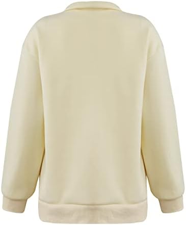Четвртина поштенски пуловер, жени, преголема маичка Y2K врвови со долги ракави кошули одмори на отворено модни маички маички маици маици