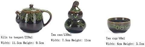 Nfguy Преносен чај сет вклучуваат 1 чајник 4 чајници 1 чај кади чајник, котел, кинески патни керамички преносни затегнати со торба