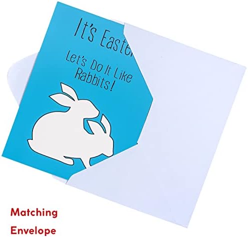 PackAnewly Смешни велигденски честитки со Peon Senceper - 5,9 x 7,9 Сина картичка за подароци за Денот на Велигден - Зајак