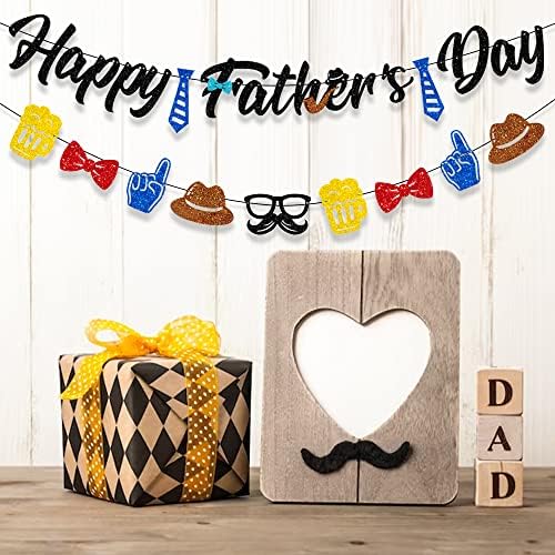 Среќен Ден На Таткото Банер, Денот На Таткото Бантинг Банер Венец Со Капа Мустаќи Пиво Лак Вратоврска Знаци, Среќен Ден На Тато Партија