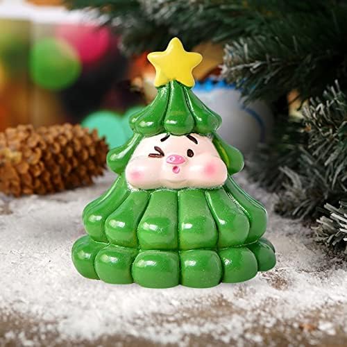Божиќен цртан филм животински свиња Снежен човек новогодишна елка Симпатична патка микро новогодишна декорација на снег Божиќни подароци кристален украс сет