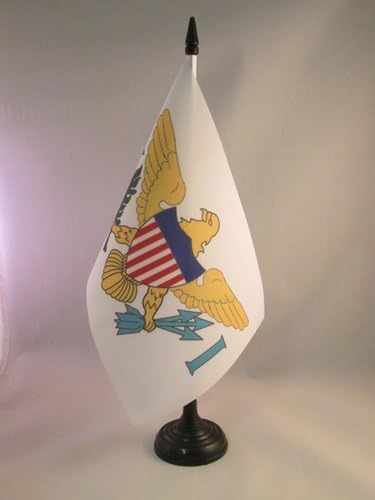 Знаме На АЗ Девствени Острови На Знамето на Табелата на Соединетите Држави 5 х 8 - Знаме на Бирото На Девствениот Остров 21 х 14 см-Црн