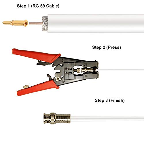 V-fiabilidad 15 во пакет BNC Конектор за компресија 75 Ohm, RG59 Crimper Video Plug Extension Coaxial Siamese Cable Connectors за