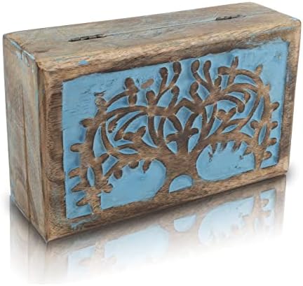 Одлични Роденденски Подароци Рачно Изработена Декоративна Дрвена Кутија За Накит Дрво На Животот Резба Накит Организатор Кутија За