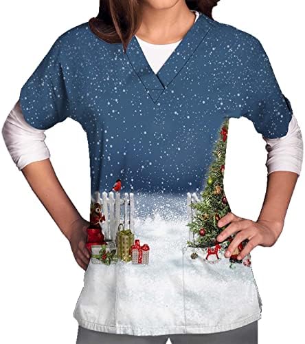 Божиќни чистачи врвови жени исмејувани обвиткани кошула, глумење, глупоста, работа на Божиќ, врвови со кратки ракави против работна